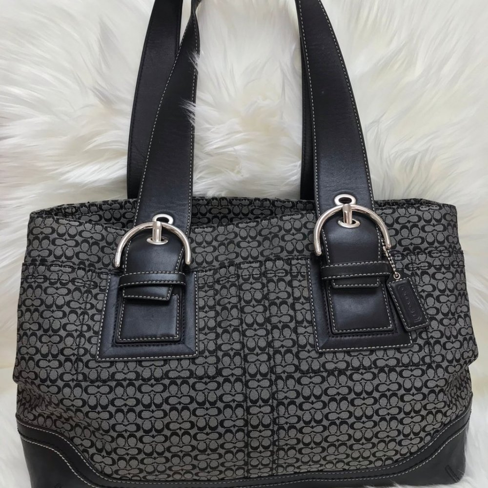 Coach Black Canvas Signature F-10928 Business Tote